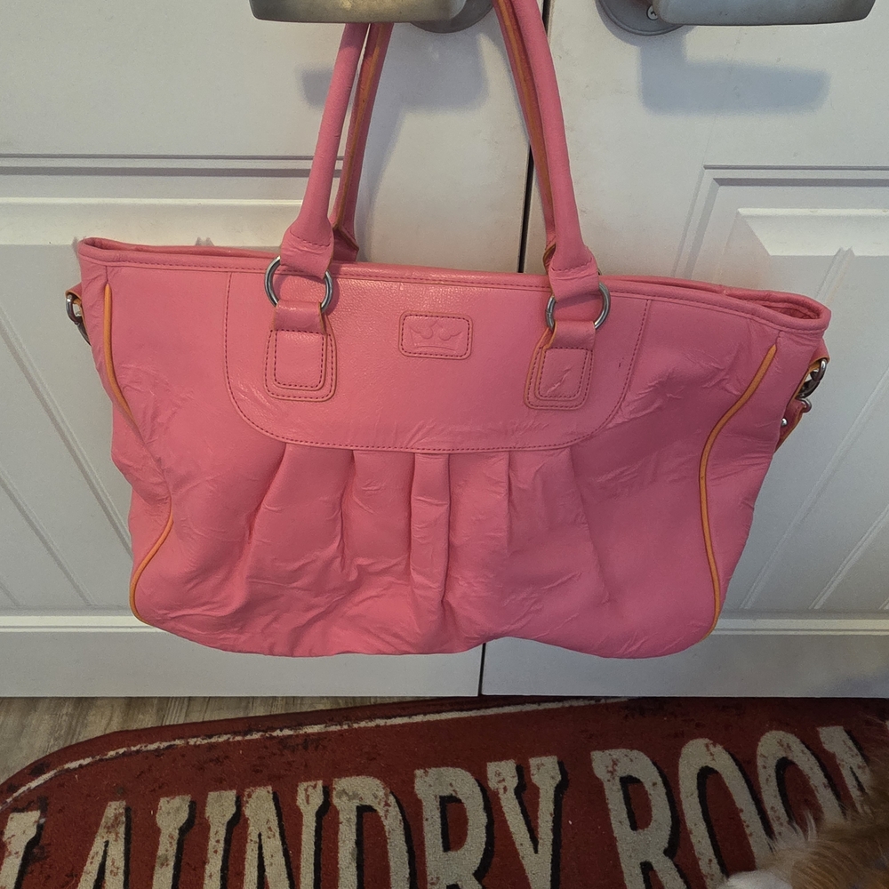 Vibrant Pink Tote Bag with Orange Trim